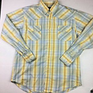 Vintage Roper Pear Snap shirt L yellow embroidered